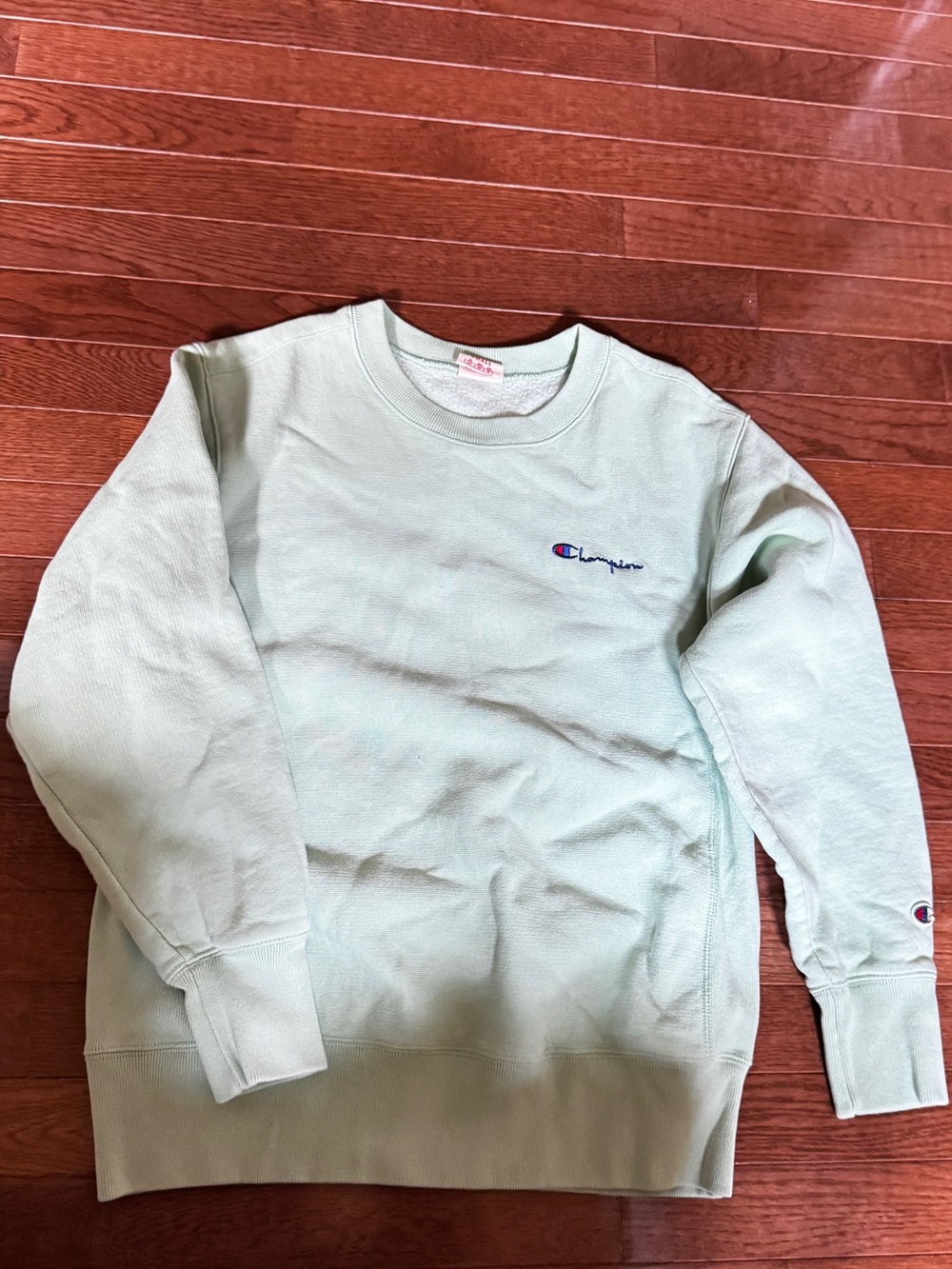 Champion Crewneck Sweatshirt in Mint Green with Embroidered Logo